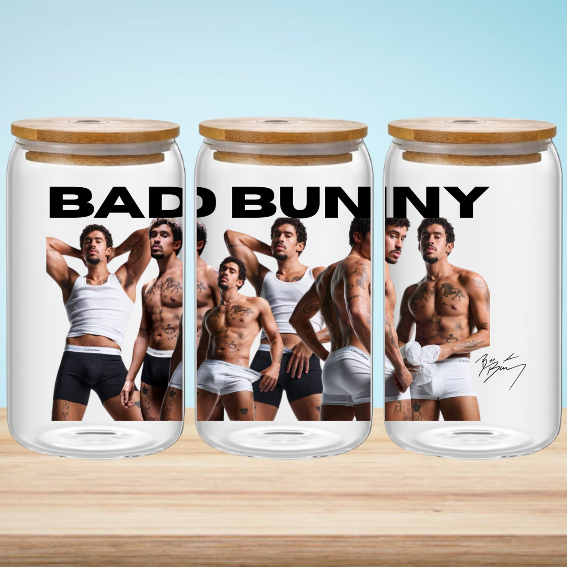 Bad Bunny Calvin Ad Glass Tumbler